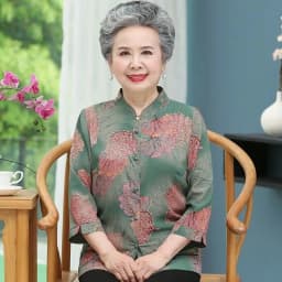 Elderly Grandma Shirts Blouse Tops 3/4 Sleeve Spring Summer 60 To 80 Years Old Middle-Aged Mother Pants 2PCS Womens Outfits 5XL
