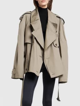 FANAN Fashion Women Cotton Trench Coat Lapel Raglan Sleeve Double Breasted Solid Color Short Windbreaker Autumn 2025 New