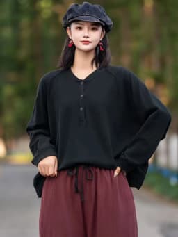 Amax luluE 2025 Japanese Fashion Tops Womens Loose Casual V Neck T-shirts Ladies Classic Vintage Design Harajuku Cotton Clothing