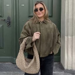Talenza Women's Suede Jacket Vintage Brown Casual Oversized Collared Zip-Up New Autumn Streetwear Commuter Female Suede Outwear