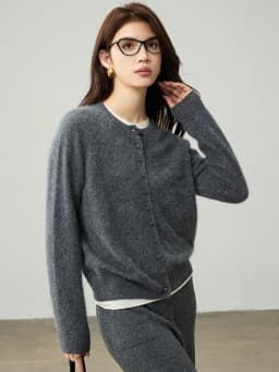 SuyaDream, Cardigans For Woman, Fleece Wool, Round Collar, Soft Cozy Sweaters, 100%Wool, 2025 Fall Winter Jackets