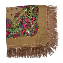 Russian Shawls Female Headwrap Floral Printed Fringed National Scarf Retro Handkerchief Women's Square Headscarf Tassels Bandana