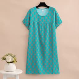 New 2026 Casual Vintage Summer Dress For Women Print Flowers Short Sleeve O-neck Dresses printing Ladies Party Dress