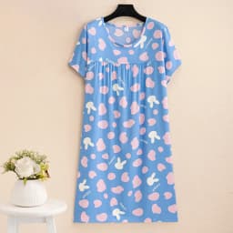 New 2026 Casual Vintage Summer Dress For Women Print Flowers Short Sleeve O-neck Dresses printing Ladies Party Dress