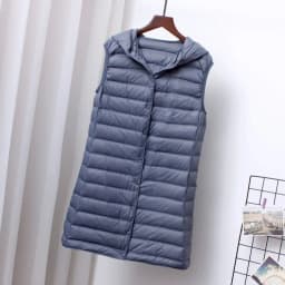 Schinteon Women Ultra Light Down Long Vest with Hood Casual Slim Waistcoat 90% White Duck Down Gilet New 2024 Fashion Hot Sale