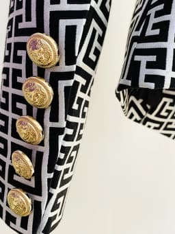 HIGH STREET Newest 2026 Designer Jacket Women's Double Breasted Lion Buttons Geometrical Jacquard Blazer