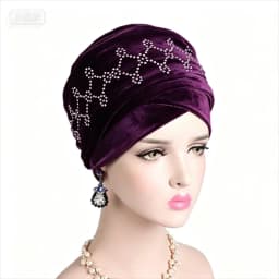 Rhinestone Velvet Muslim Scarf Hijab Ready to Wear Turban Caps African Hat Women's Head Wraps Female Headscarf Bonnet