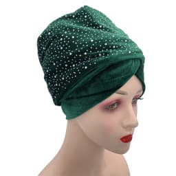 Rhinestone Velvet Muslim Scarf Hijab Ready to Wear Turban Caps African Hat Women's Head Wraps Female Headscarf Bonnet