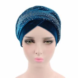 Rhinestone Velvet Muslim Scarf Hijab Ready to Wear Turban Caps African Hat Women's Head Wraps Female Headscarf Bonnet