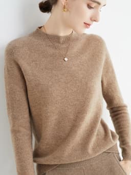 Women's Sweaters Pullovers 100% Merino Wool Knitwear Mock Neck Basic Casual Cashmere Autumn Winter Comfortable Clothing Tops New