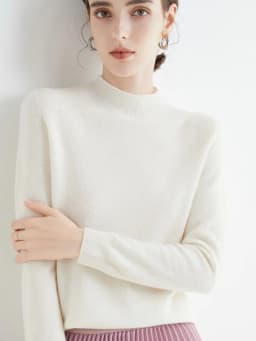 Women's Sweaters Pullovers 100% Merino Wool Knitwear Mock Neck Basic Casual Cashmere Autumn Winter Comfortable Clothing Tops New