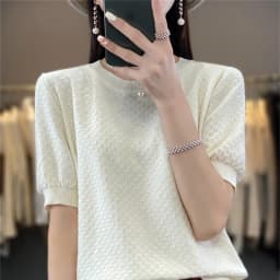 Women's T-shirt Summer 100% Cotton Sweater Short Sleeve Solid Color Round Neck Ladies Tops Loose Blouse Basic Pullover Tees