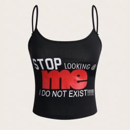 Y2k Letter Print Tank Top Sleeveless Camisole Women's Black Crop Tops Vintage Cool Girl Gothic Sexy Punk Grunge Corset Emo 2000s