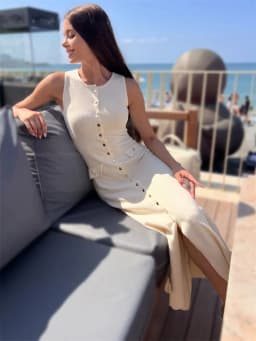 Tossy Knit Ribbed Cardigan Maxi Dress Female High Waist Slim Pocket Sleeveless Elegant Party Dress Women's Knitwear Long Dress