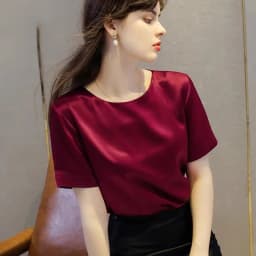 Acetate Satin Tees for Women High Quality Ladies Casual Elegant Silk Satin Blouse Summer Korean Tops 2026 Roupas Feminina