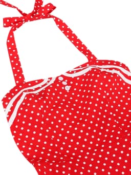 Tonval Halter Neck Polka Dot 1950s Fit and Flare Dresses Women Holiday Vintage Party Prom Shirred Back Belted Backless Dress