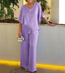 2025 Summer New Fashion Casual Irregular Suit Solid Color T Shirt Loose Wide Legs Trousers Two Piece Set Pants Sets Bat Sleeve