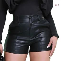 Comfortable High Rise PU Leather Shorts for Women Solid Color Short Pants Suitable for Parties and Everyday Styles 6XDA