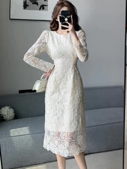 Summer White Lace Hook Flower Hollow Midi Dress Women Fashion Chic Luxury Party Evening Dress 2026 Korean Vintage Festival Dress