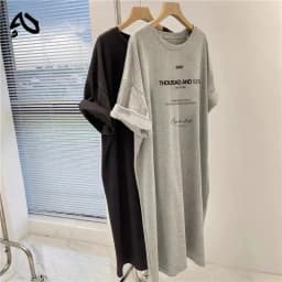 M-4XL Oversized Printed Casual Long T-Shirt Dress Summer Short Sleeve Korean Female Maxi Dress Clearance Vestidos De Mujer