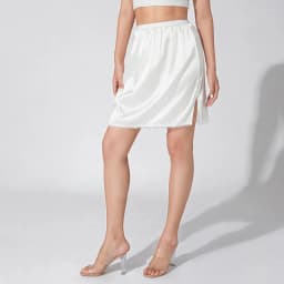 Satin Underskirt Women's Solid Color Elastic Waist Lace Trim Skirt for Under Dresses Anti-Penetrating Lining Petticoat