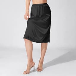 Satin Underskirt Women's Solid Color Elastic Waist Lace Trim Skirt for Under Dresses Anti-Penetrating Lining Petticoat