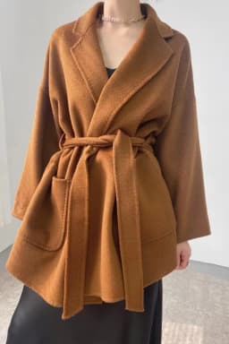RosEvans Winter Cashmere Coat Women Mid-length Wool Coat Jackets Water Ripples New Autumn 20% Cashmere Camel Coat Commuting