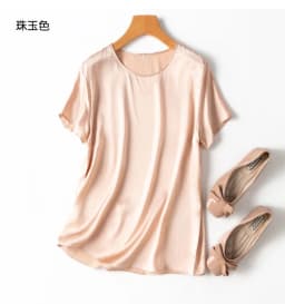 Tajiyane Women 100% Mulberry Silk 19 Momme half sleeve Round Neck Top Shirt Blouse T-shirt More Colors women's tops ropa mujer