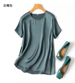 Tajiyane Women 100% Mulberry Silk 19 Momme half sleeve Round Neck Top Shirt Blouse T-shirt More Colors women's tops ropa mujer