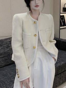 High Quality Luxury French Vintage Tweed Jacket Coat Women Autumn Winter Korean Chic Fried Street Woolen Coat Casaco Outwear