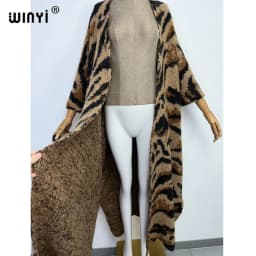 Winter Women High Quality Fur Coat Luxury Long Fur Coat Loose OverCoat Thick Warm Leopard print Female Plush Coats with scarf