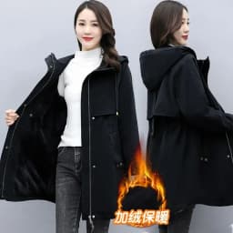 New Female Parka 2026 Winter New Korean Plush Thicken Women's Cotton Jacket Ladies Warm Hooded Coat Mid Length Casual Overcoat