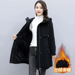 New Female Parka 2026 Winter New Korean Plush Thicken Women's Cotton Jacket Ladies Warm Hooded Coat Mid Length Casual Overcoat