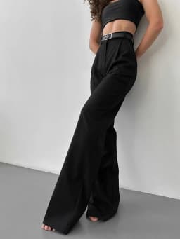 Bornladies Autumn Office Ladies Trousers Women High Waist Pants Pockets Female Summer Pleated Wide Leg Solid OL Pants Women