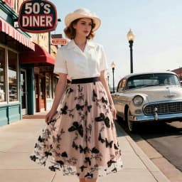 Tonval Elastic Waist Butterfly Embroidered Mesh Overlay Elegant Long Skirts for Women Vintage Midi Length Pleated Skirt