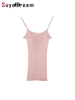SuyaDream Women Silk Camisole 30%Silk 70%Cotton Knitted Natural Chic Camis 2025 Spring Summer Solid T Shirts White