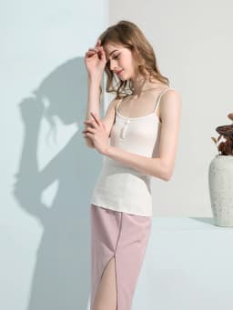 SuyaDream Women Silk Camisole 30%Silk 70%Cotton Knitted Natural Chic Camis 2025 Spring Summer Solid T Shirts White