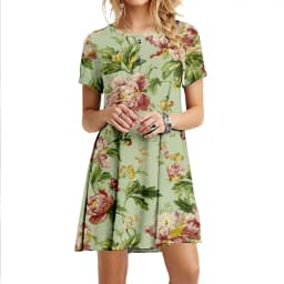 Fashion Summer Butterfly Dresses Women Elegant Short Sleeve 3D Print Loose Dress Vintage Casual Round Neck Mini Oversized Dress