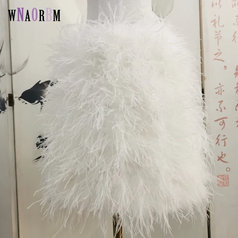 100% Ostrich Feather Length 50cm Women's Stretch Skirt Birthday Party Dress Multicolor Can Be Customized