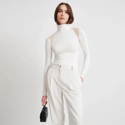 Sexy Mesh Patchwork Bodysuits Women Sheath Fashion Tees Tops Long Sleeves Turtleneck Bodycon Streetwear Rompers Female T-Shirt