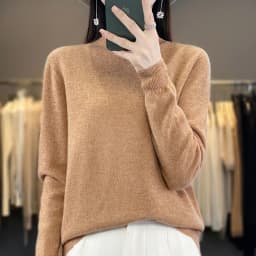 100% Merino Wool Sweater Women Half-high Collar Pullover Autumn Winter Casual Knit Tops Solid Female Cashmere Soft Knitwear