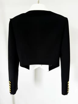 HIGH STREET Newest 2026 Designer Jacket Women's Black White Color Block Double Collars Cropped Blazer