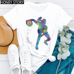 Gymnastics Ballerina Dancer T Shirt Watercolor Gymnastic Ballet Dancer Print T-shirt Women Graphic Tshirts Aesthetic Clothes