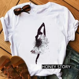 Gymnastics Ballerina Dancer T Shirt Watercolor Gymnastic Ballet Dancer Print T-shirt Women Graphic Tshirts Aesthetic Clothes