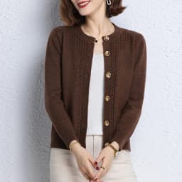 2025 New Round Neck Autumn Winter Knitted Cardigan Middle Aged Mother Knitwears Buttons Women's Sweater Coat свитер жен