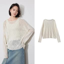 TOYOUTH Women Knitted Sweater 2024 Autumn New Style Diamond Hallow Out Pullover Round Neck Tops