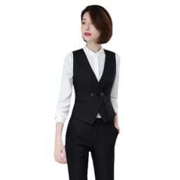Women's Suit Vest Lapel Double-Breasted Business Slim Fit Sleeveless Women Office Work Female Waistcoat Short Vest Outerwear