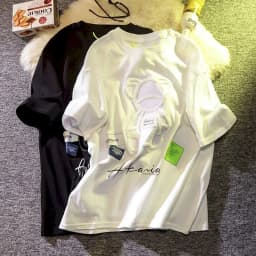 Embroidered Bear Short-sleeved T Shirt 100% Cotton Men's Womens Casual Loose Student T-Shirt Printing Half-sleeved Kawaii Tops