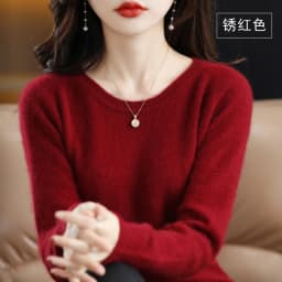 Autumn and Winter New Women's Sweater 100% Mink Cashmere Women's O-Neck Pullover Casual Knitting Basic Fashion Oversize Top