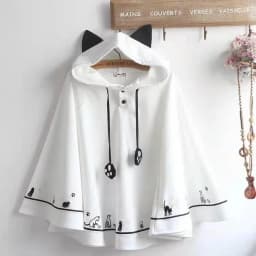 Lolita Cloak Harajuku Hoody Cloak Japanese Christmas Women Sweetshirts Fleece Cape Loose Pullover Batwing Sleeve Hoodie Coat